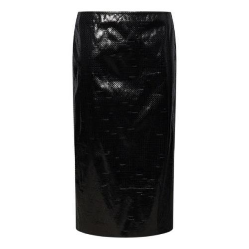 Zwarte Zijden Pencil Rok Aw24 Alexander McQueen , Black , Dames