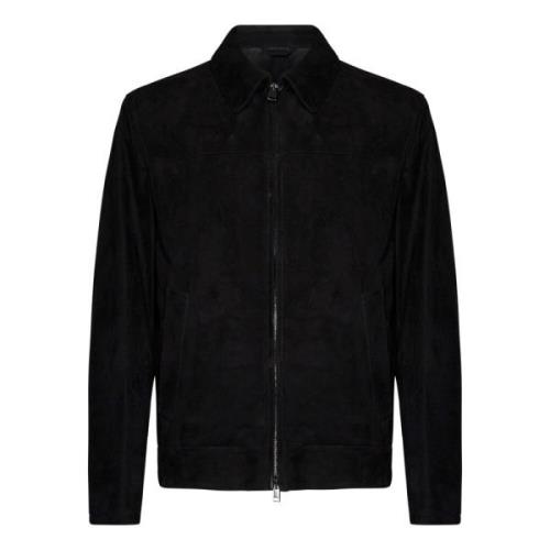 Zwarte Suède Lamsvacht Jas Brioni , Black , Heren