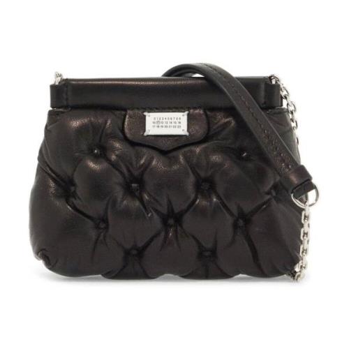 Gewatteerde Leren Mini Glam Tas Maison Margiela , Black , Dames