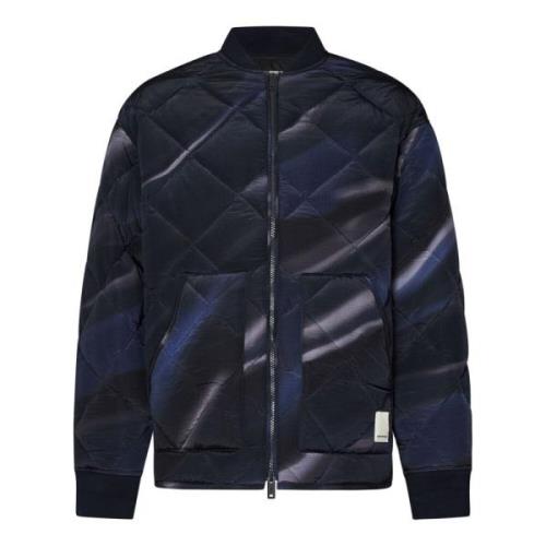 Blauwe Nylon Bomberjack Aw24 Emporio Armani , Blue , Heren