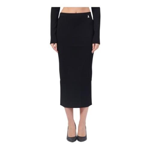 Zwarte Midi Rok met Vliegdetail Patrizia Pepe , Black , Dames