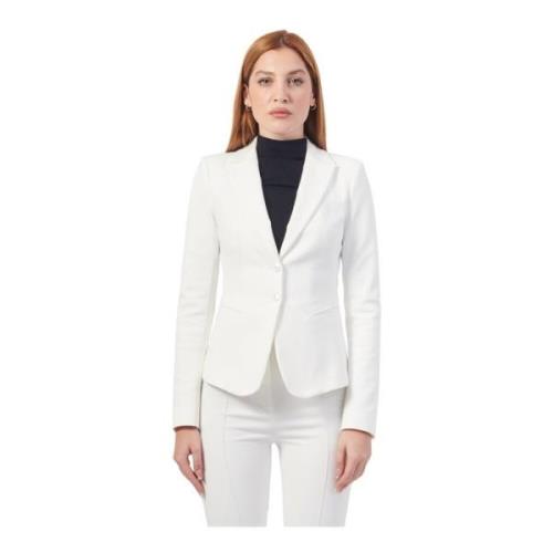 Witte Slim Fit Blazer Jas Patrizia Pepe , White , Dames