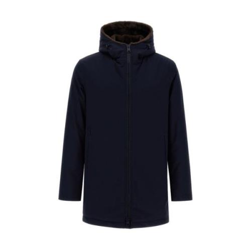 Blauw/Bruin Synthetisch Materiaal Parka Herno , Blue , Heren