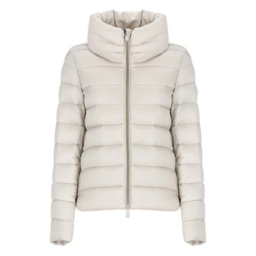 Gewatteerde Ivory Jas met Hoge Hals Save The Duck , Beige , Dames