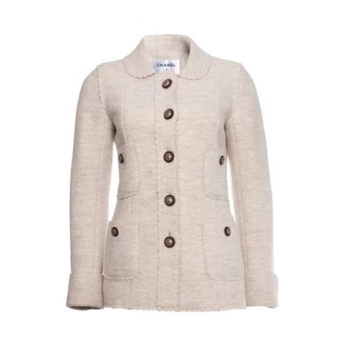 Pre-owned Wool outerwear Chanel Vintage , Beige , Dames