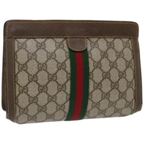 Pre-owned Leather clutches Gucci Vintage , Beige , Dames