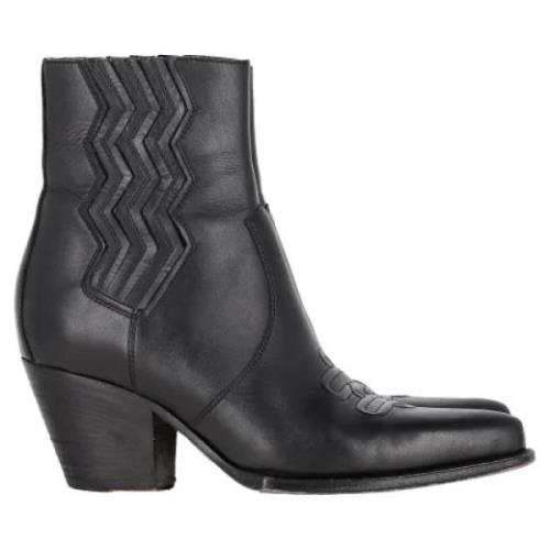 Pre-owned Leather boots Hermès Vintage , Black , Dames