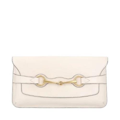 Pre-owned Leather clutches Gucci Vintage , Beige , Dames