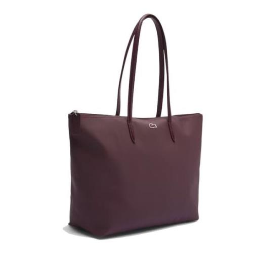 Effen Kleur Logo Geborduurde Tas Lacoste , Brown , Dames