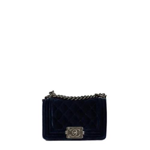 Pre-owned Velvet chanel-bags Chanel Vintage , Blue , Dames