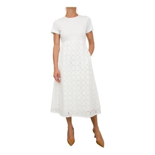 Witte Midi Jurk met Koord Twinset , White , Dames