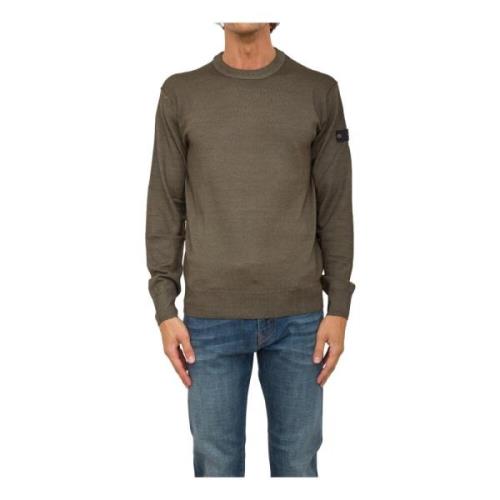 Groene Crew Neck Wollen Trui Peuterey , Green , Heren