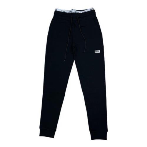 Zwarte katoenen joggers met witte tailleband en logo Gcds , Black , Un...