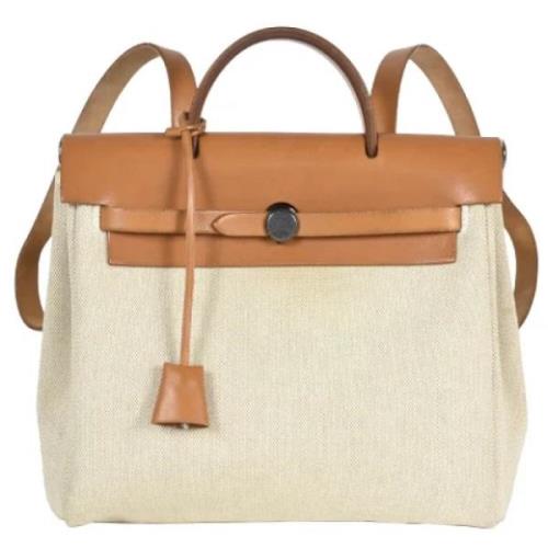 Pre-owned Leather backpacks Hermès Vintage , Beige , Dames