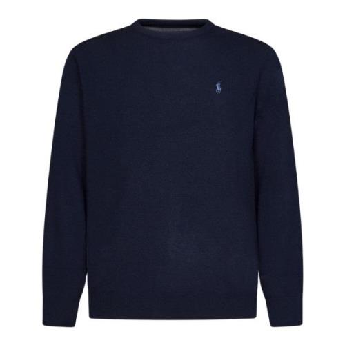 Blauwe Wollen Trui met Pony Borduursel Polo Ralph Lauren , Blue , Here...