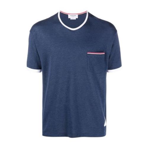 Blauw Gestreepte Zak T-shirt Thom Browne , Blue , Heren