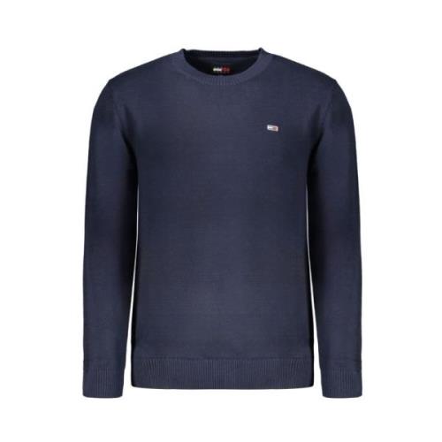 Blauwe Katoenen Trui voor Mannen Tommy Hilfiger , Blue , Heren