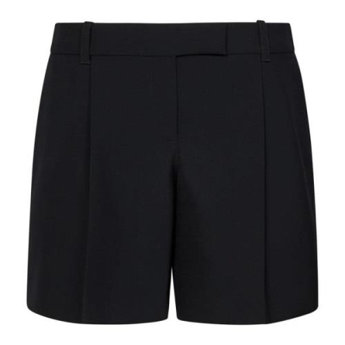 Zwarte wollen shorts met plooien Alexander McQueen , Black , Dames