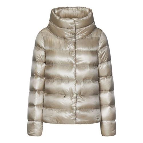 Beige Gewatteerde Jas met Trechterhals Herno , Beige , Dames