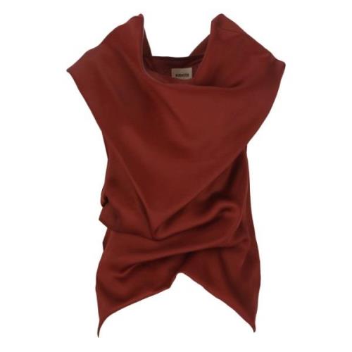 Zijden Bordeaux Top met Draperende Details Khaite , Red , Dames