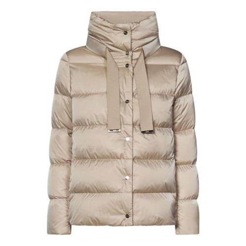 Beige Gewatteerde Jas met Hoge Kraag Herno , Beige , Dames