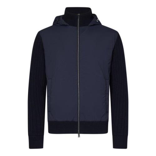 Blauwe wollen trui met capuchon Herno , Blue , Heren