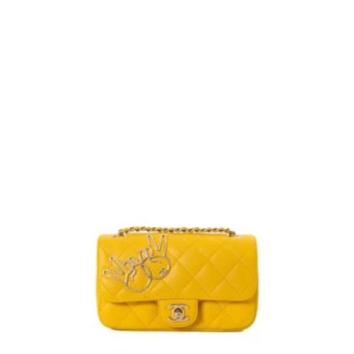 Pre-owned Leather chanel-bags Chanel Vintage , Yellow , Dames