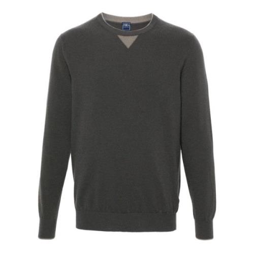 Bruine Crew Neck Wollen Trui Fedeli , Brown , Heren