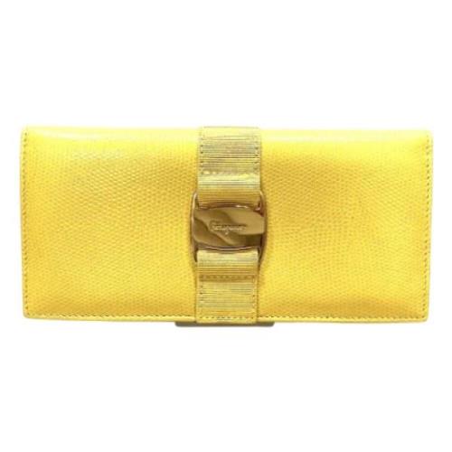 Pre-owned Leather wallets Salvatore Ferragamo Pre-owned , Yellow , Dam...