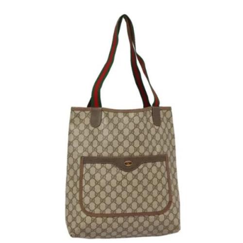 Pre-owned Leather totes Gucci Vintage , Beige , Dames