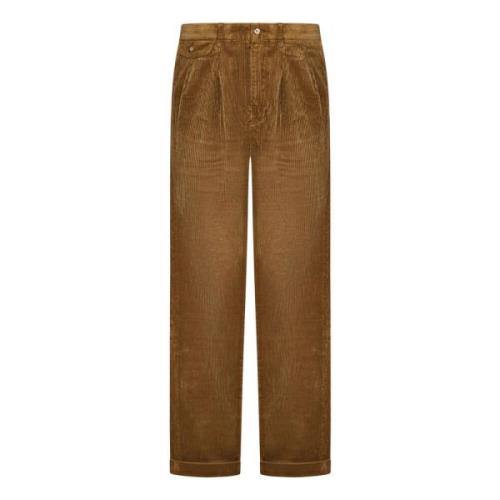 Bruine Chino Broek met Dubbele Plooi Polo Ralph Lauren , Brown , Heren