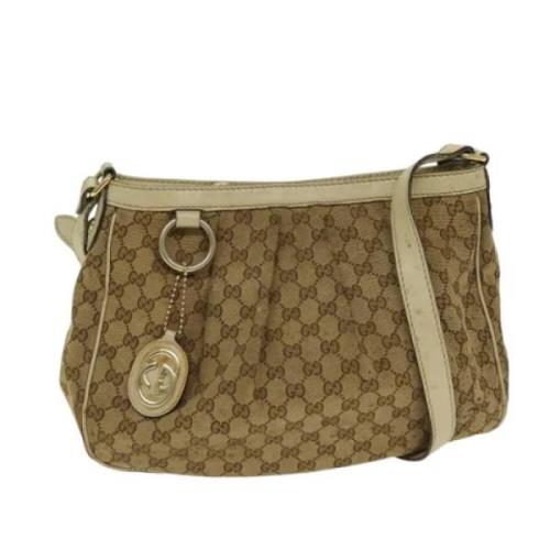 Pre-owned Canvas shoulder-bags Gucci Vintage , Beige , Dames