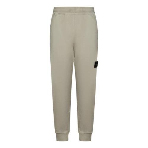 Beige Elastische Broek met Geribbelde Onderkant Stone Island , Beige ,...