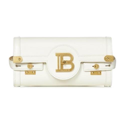 Witte leren crossbody tas met metalen ketting Balmain , White , Dames