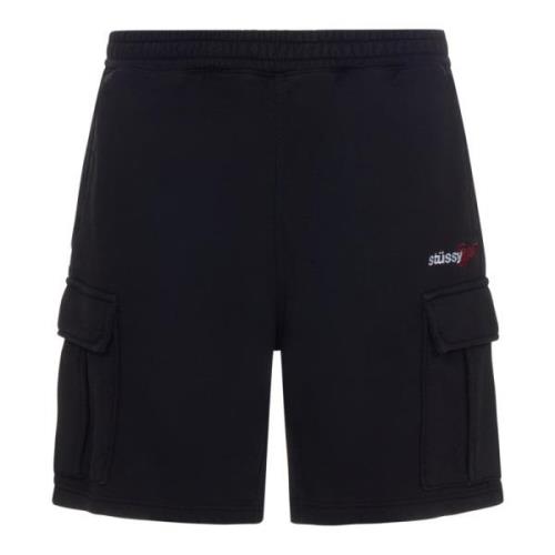 Zwarte Cargo Shorts met Elastische Taille Stüssy , Black , Heren