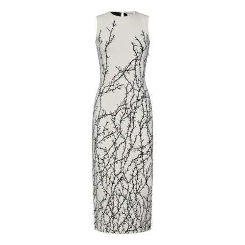 Witte Jacquard Doorn Takken Jurk Alexander McQueen , White , Dames