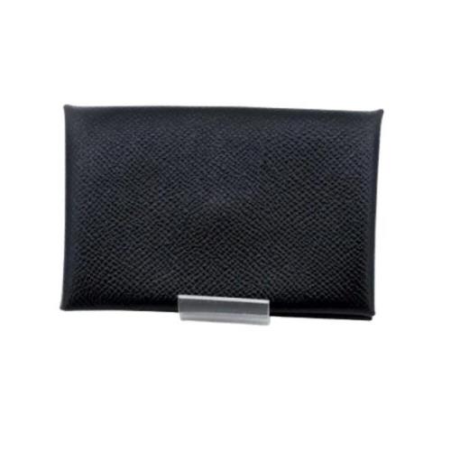 Pre-owned Leather wallets Hermès Vintage , Black , Heren