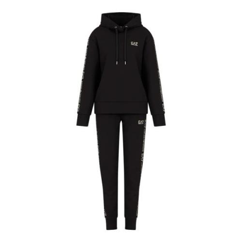 Zwart Hoodie en Broek Set Emporio Armani EA7 , Black , Dames