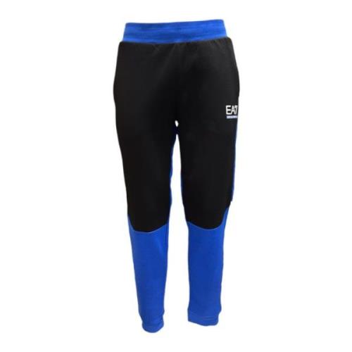 Blauwe Herenbroek met Wit Logo Emporio Armani EA7 , Blue , Heren