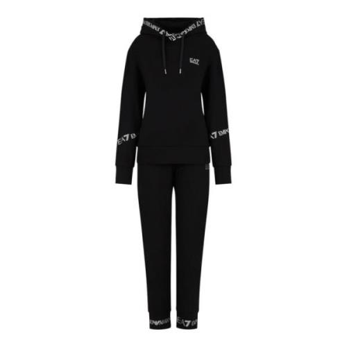 Zwart Logo Lettering Goud Hoodie Jogger Set Emporio Armani EA7 , Black...