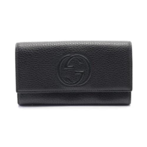 Pre-owned Leather wallets Gucci Vintage , Black , Dames