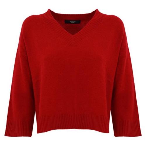 Rode Cashmere Trui 3/4 Mouwen Max Mara Weekend , Red , Dames