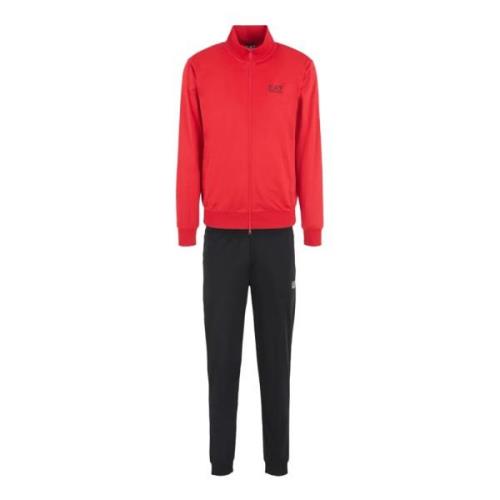 Rood en Zwart Technisch Stoffen Trainingspak Emporio Armani EA7 , Red ...