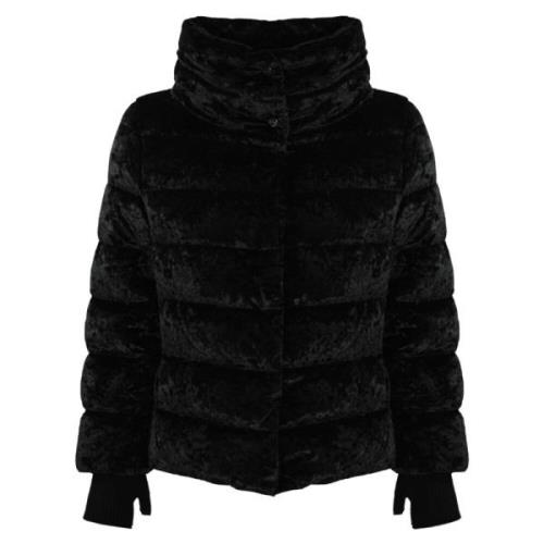 Zwarte Fluwelen Pufferjas Herno , Black , Dames