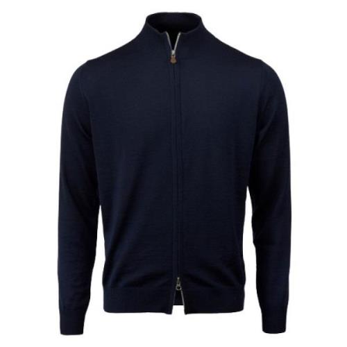 Merino Zip Cardigan Stenströms , Blue , Heren