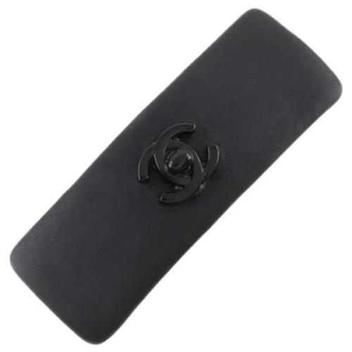 Pre-owned Leather hair-accessories Chanel Vintage , Black , Dames