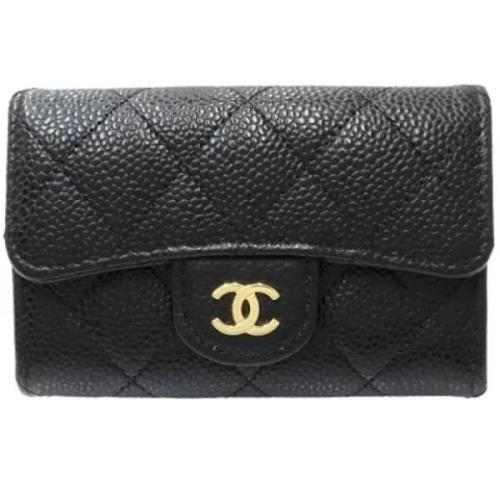 Pre-owned Leather wallets Chanel Vintage , Black , Dames