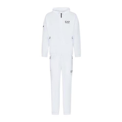 Witte hoodie met voorlogo Emporio Armani EA7 , White , Heren