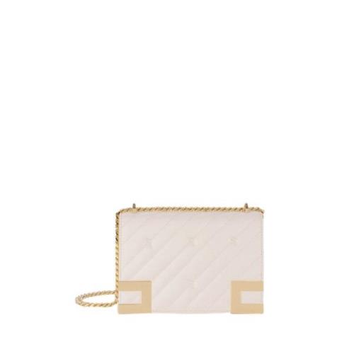 Ivoor Schoudertas met Gouden Details Elisabetta Franchi , Beige , Dame...