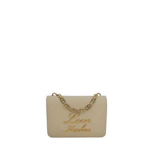 Ivoor Schoudertas Elegant en Luxueus Moschino , Beige , Dames